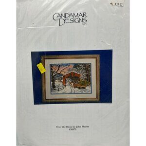 Candamar Designs Needlepoint Kit Over The River 16X12 Covered Bridge Sleigh 875